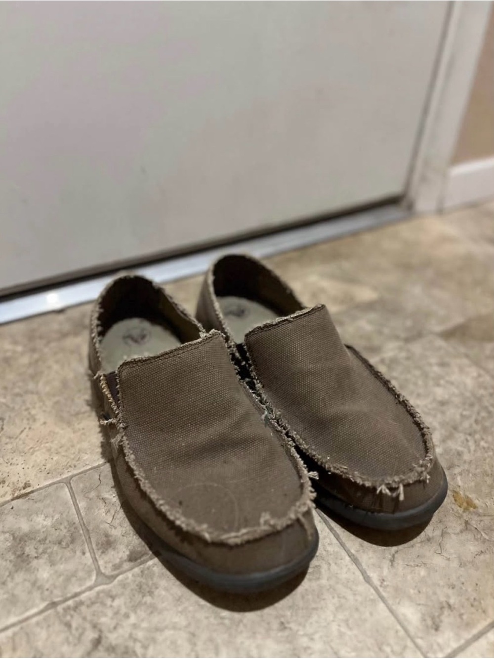 CROCS Men's Frayed Canvas Slip-On Loafers in Olive 🫒